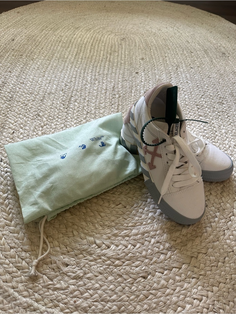 Off-White White Pink Vulcanized Canvas Sneakers
